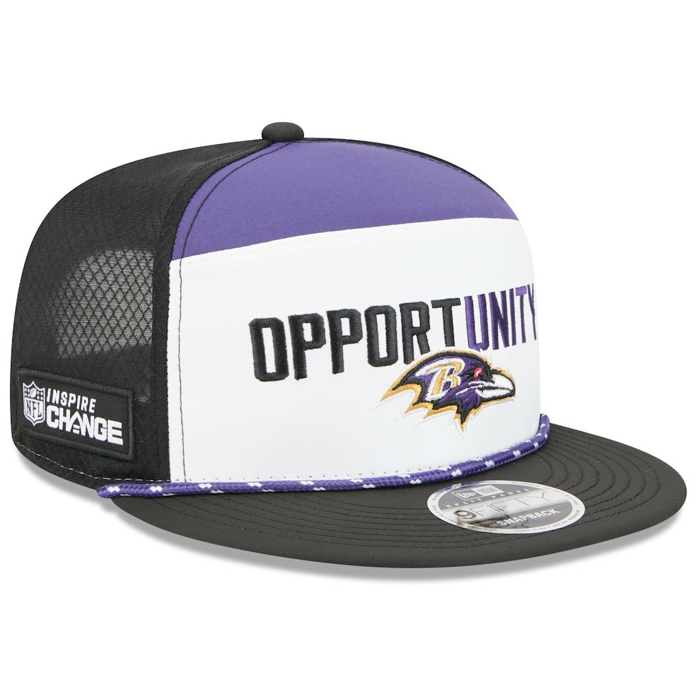 NFL Baltimore Ravens 2025 Inspire Change Split Panel 9FIFTY Snapback Hat