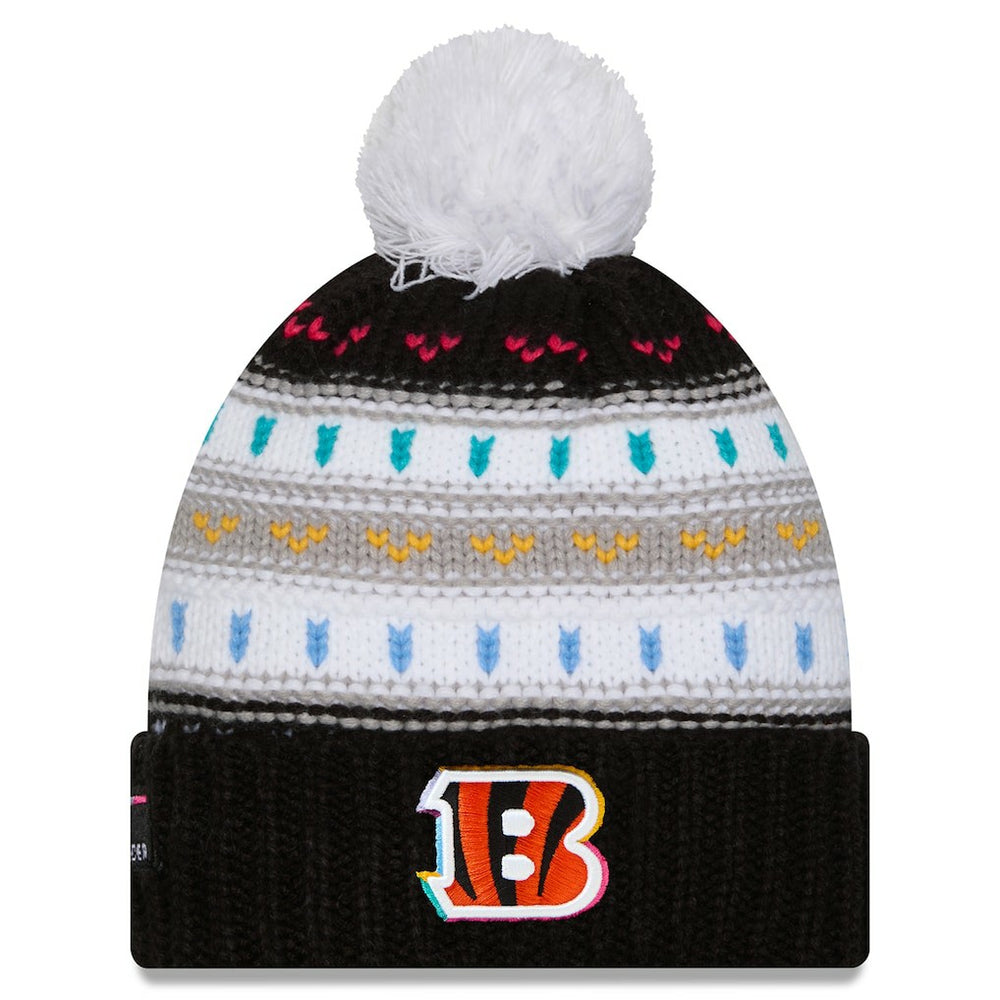 NFL Cincinnati Bengals Women's 2025 NFL Crucial Catch Cuffed Knit Hat with Pom
