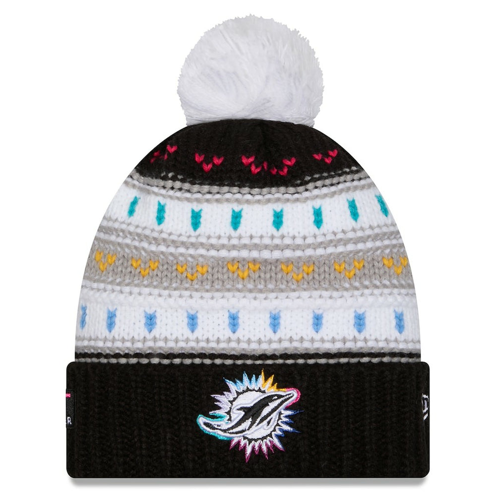 NFL Miami Dolphins Women's 2025 NFL Crucial Catch Cuffed Knit Hat with Pom