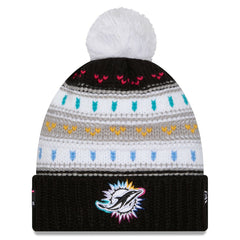 NFL Miami Dolphins Women's 2025 NFL Crucial Catch Cuffed Knit Hat with Pom