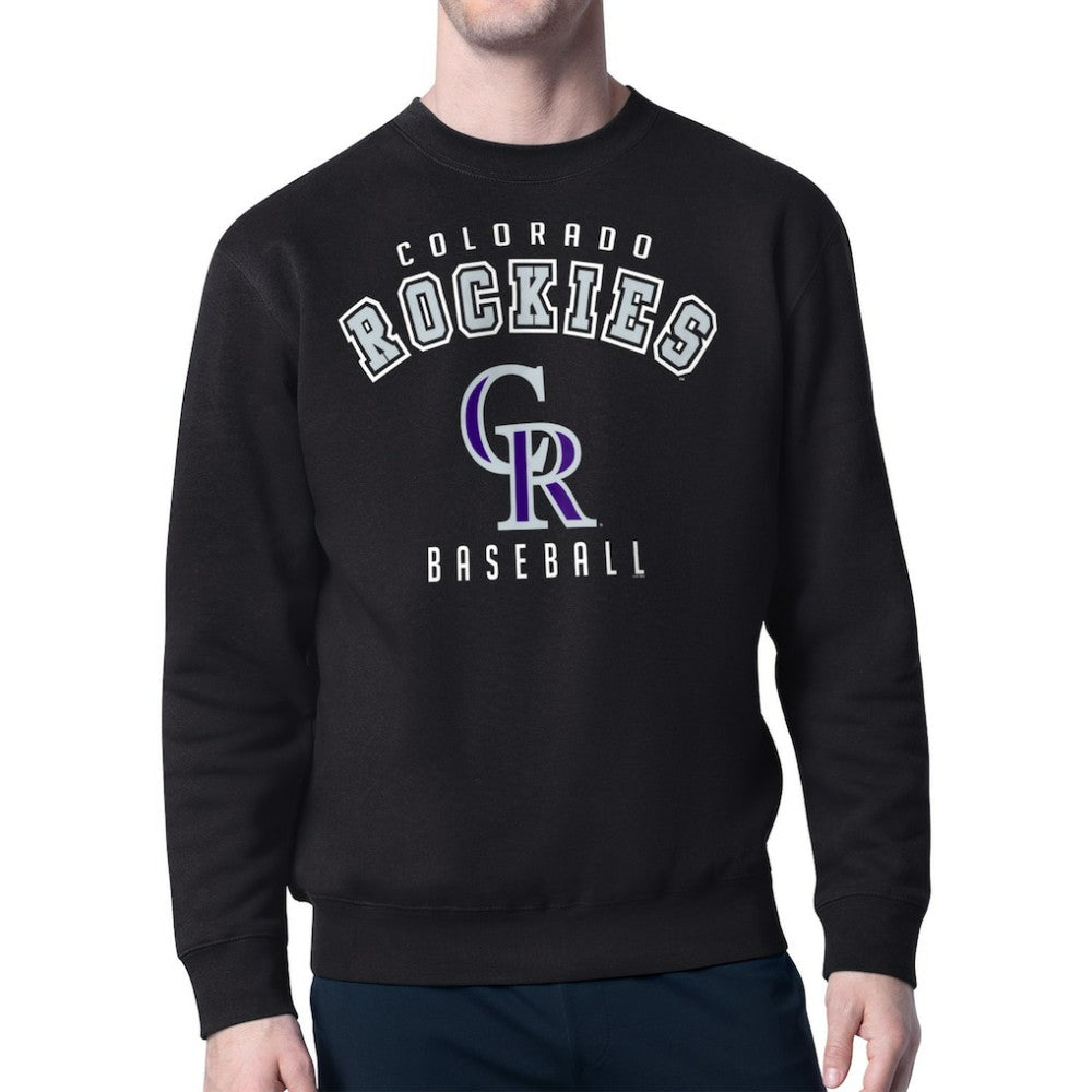 Colorado Rockies Starter Team Logo Fleece Pullover Sweatshirt - Black
