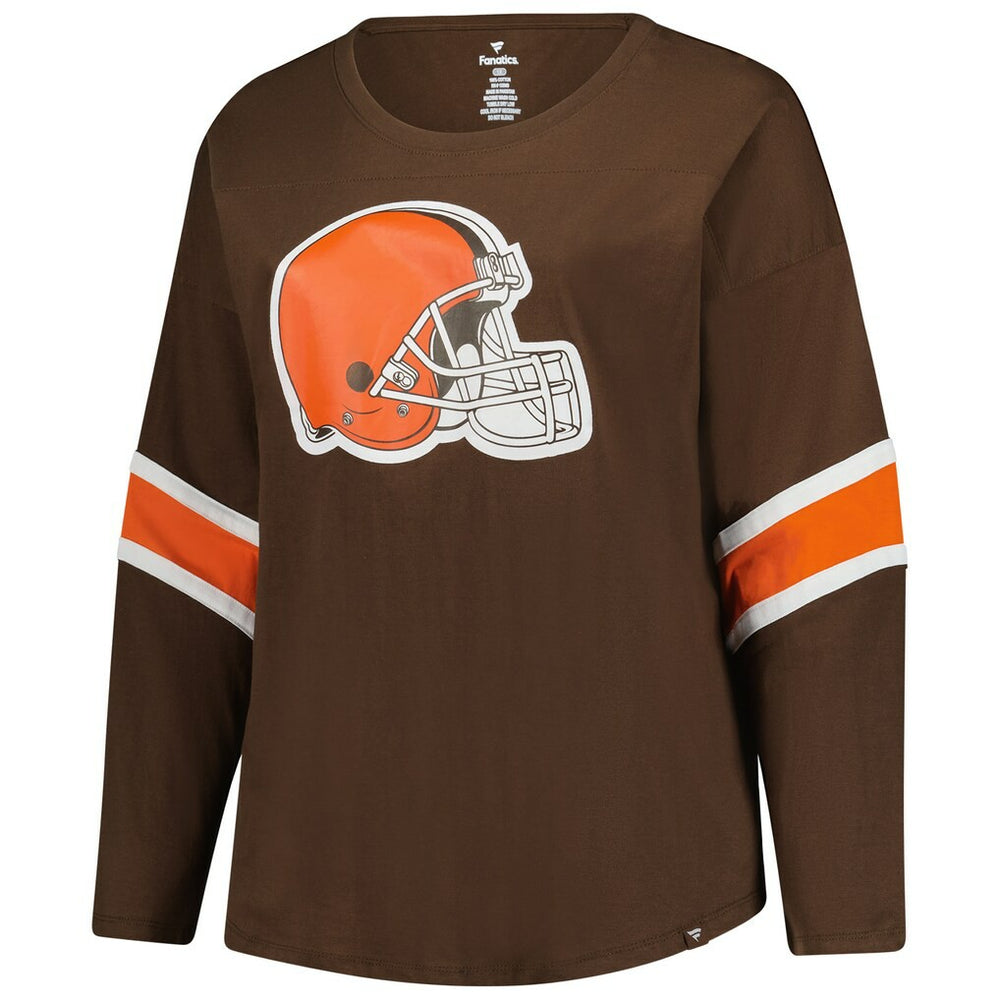 NFL Cleveland Browns Women's Plus Size Redzone 3/4-Sleeve Scoop Neck T-Shirt