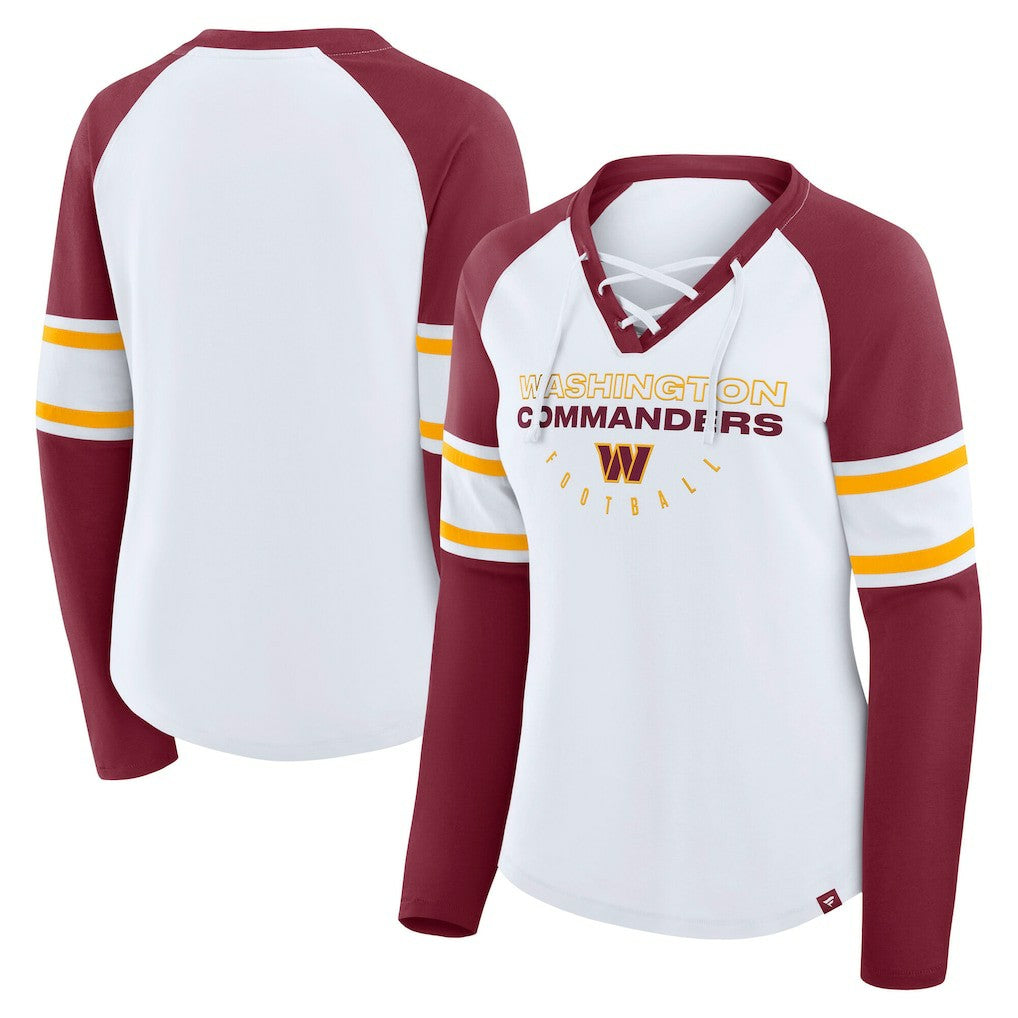 NFL Washington Commanders Women's Plus Size Redzone Lace Up Long Sleeve T-Shirt