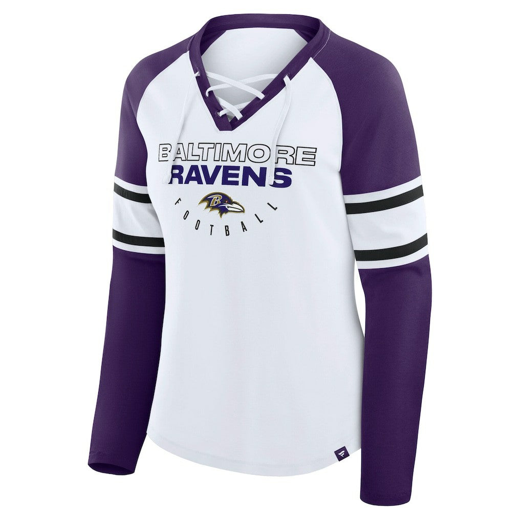 NFL Baltimore Ravens Women's Plus Size Redzone Lace Up Long Sleeve T-Shirt
