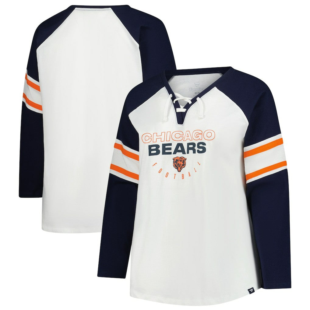 NFL Chicago Bears Women's Plus Size Redzone Lace Up Long Sleeve T-Shirt