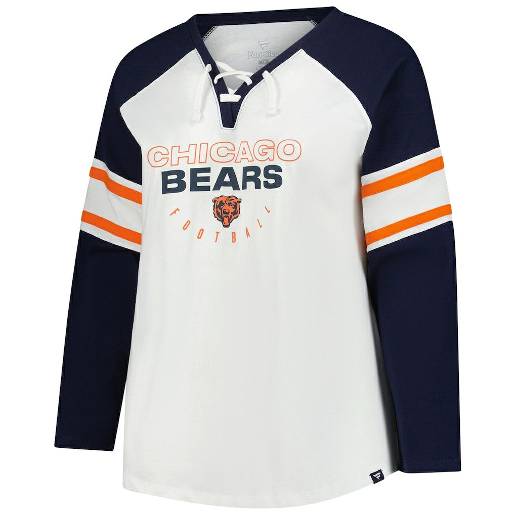 NFL Chicago Bears Women's Plus Size Redzone Lace Up Long Sleeve T-Shirt