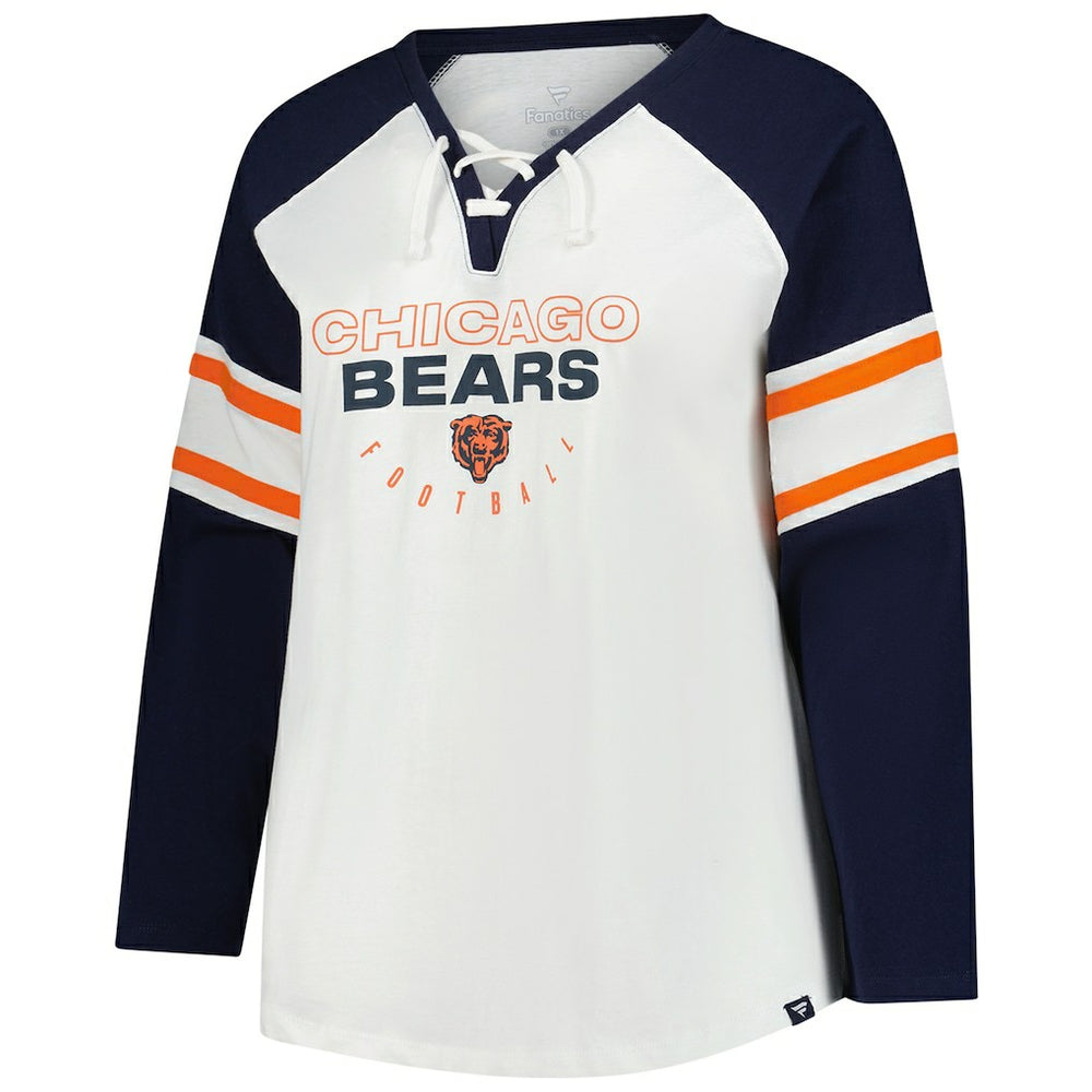 NFL Chicago Bears Women's Plus Size Redzone Lace Up Long Sleeve T-Shirt