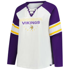 NFL Minnesota Vikings Women's Plus Size Redzone Lace Up Long Sleeve T-Shirt