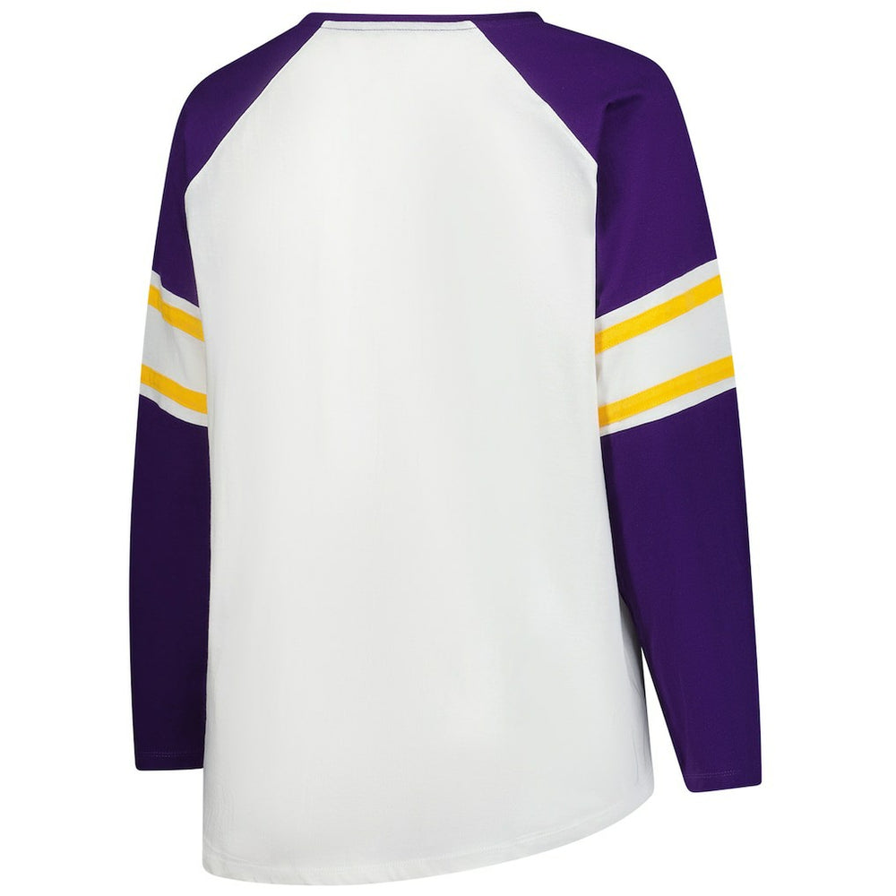 NFL Minnesota Vikings Women's Plus Size Redzone Lace Up Long Sleeve T-Shirt