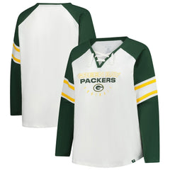 NFL Green Bay Packers Women's Plus Size Redzone Lace Up Long Sleeve T-Shirt