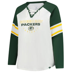 NFL Green Bay Packers Women's Plus Size Redzone Lace Up Long Sleeve T-Shirt