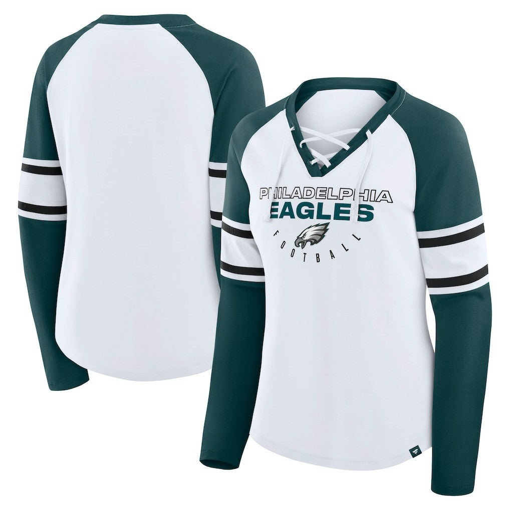 NFL Philadelphia Eagles Women's Plus Size Redzone Lace Up Long Sleeve T-Shirt