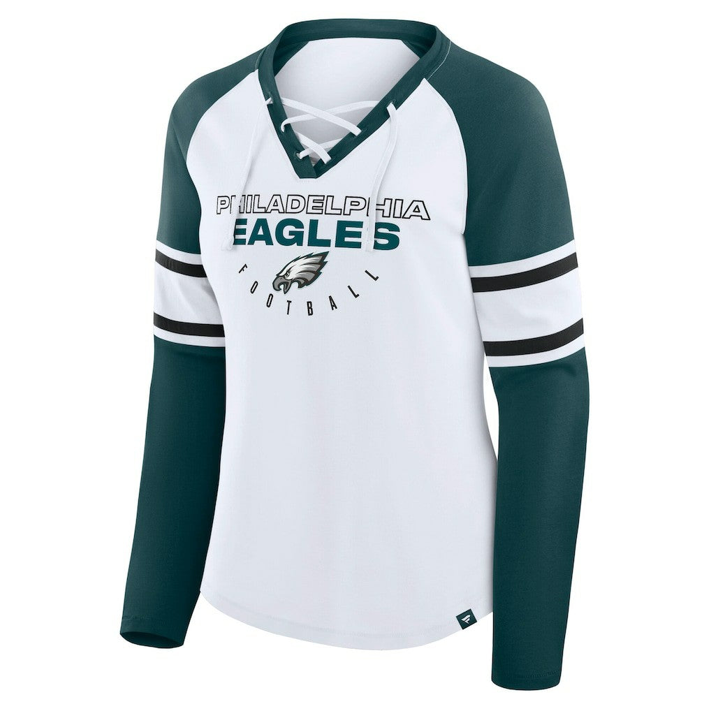 NFL Philadelphia Eagles Women's Plus Size Redzone Lace Up Long Sleeve T-Shirt