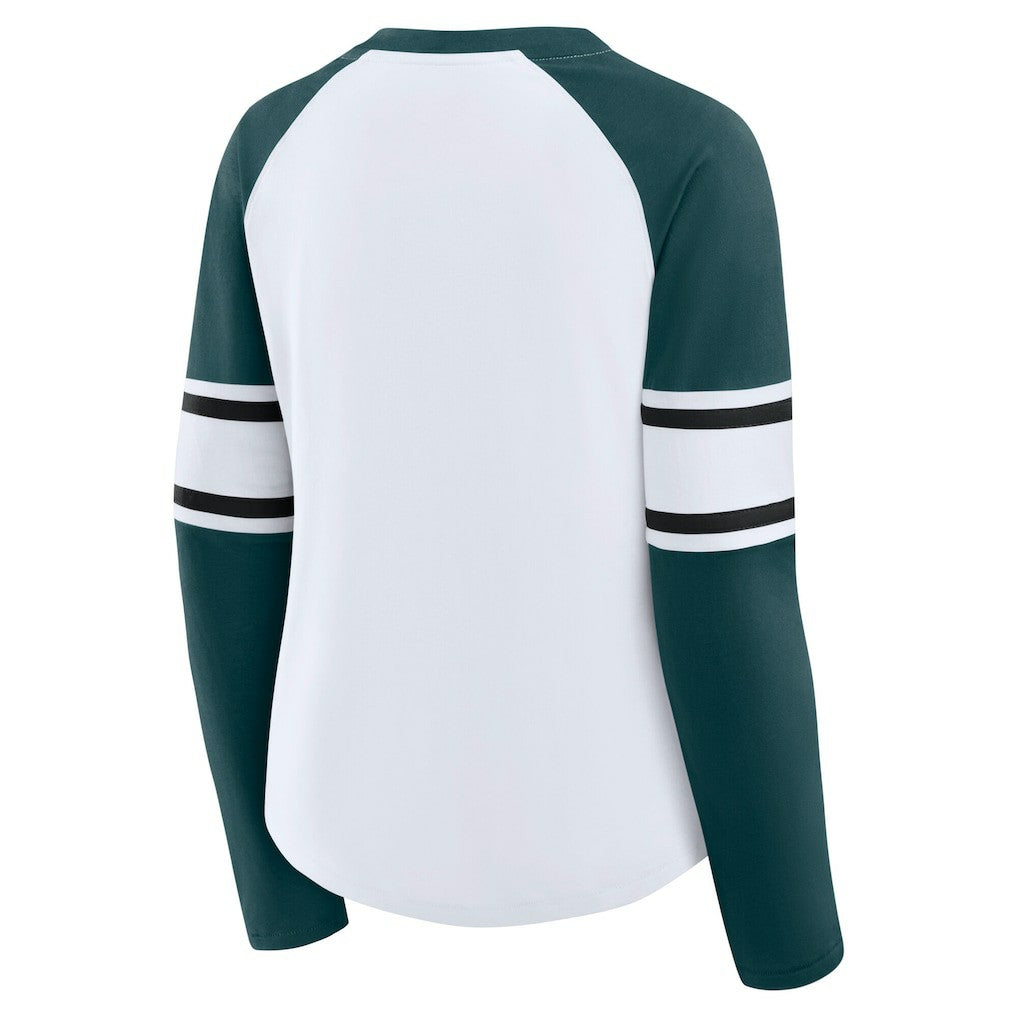 NFL Philadelphia Eagles Women's Plus Size Redzone Lace Up Long Sleeve T-Shirt