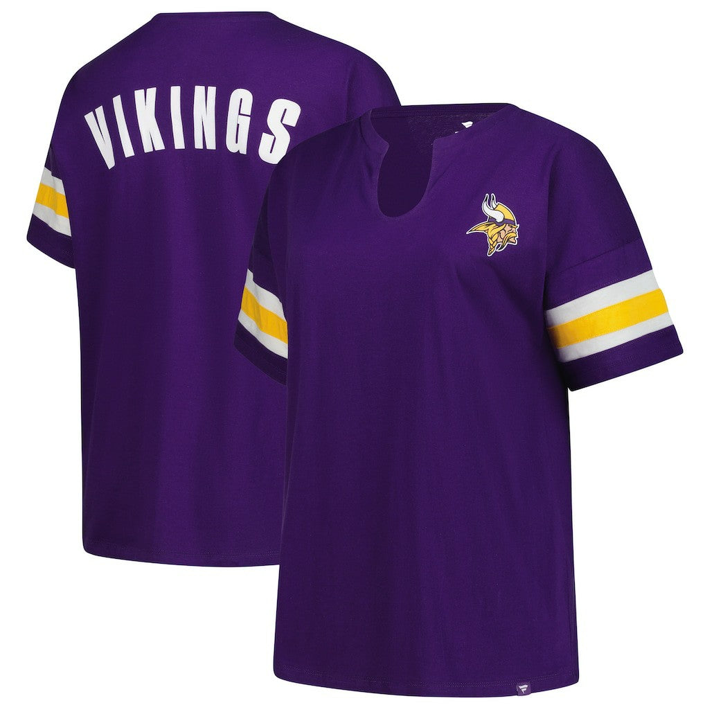NFL Minnesota Vikings Women's Plus Size Redzone Notch Neck T-Shirt