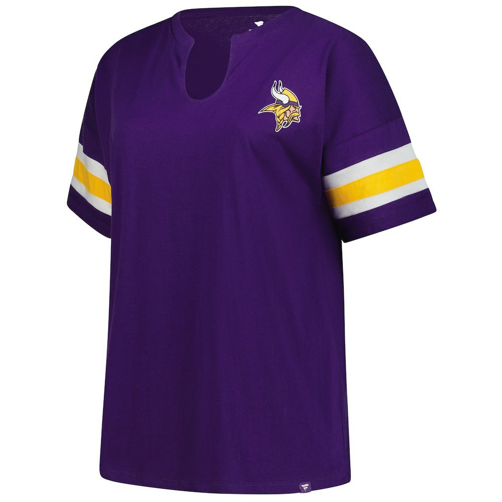 NFL Minnesota Vikings Women's Plus Size Redzone Notch Neck T-Shirt