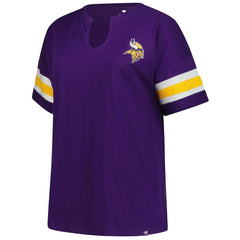 NFL Minnesota Vikings Women's Plus Size Redzone Notch Neck T-Shirt