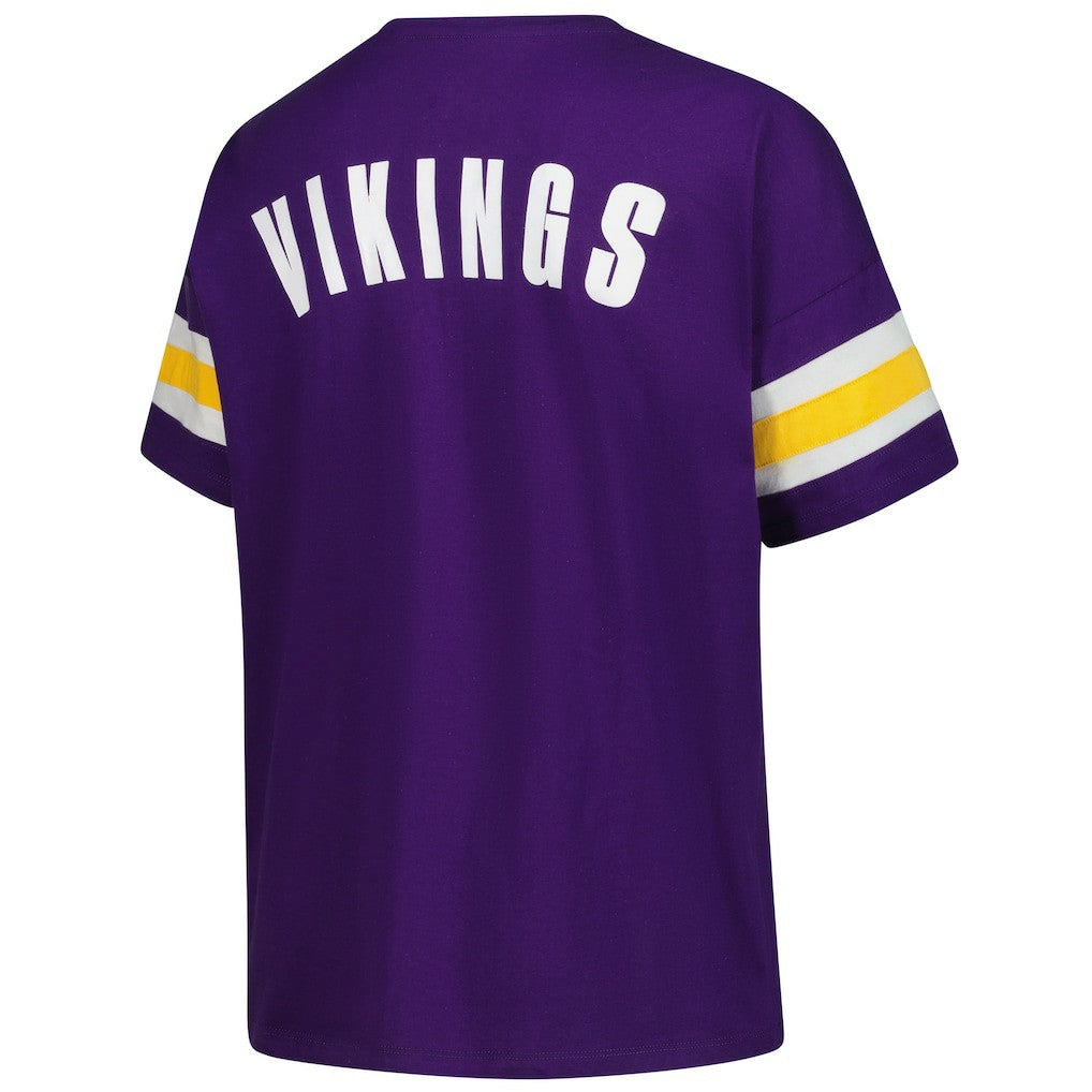 NFL Minnesota Vikings Women's Plus Size Redzone Notch Neck T-Shirt