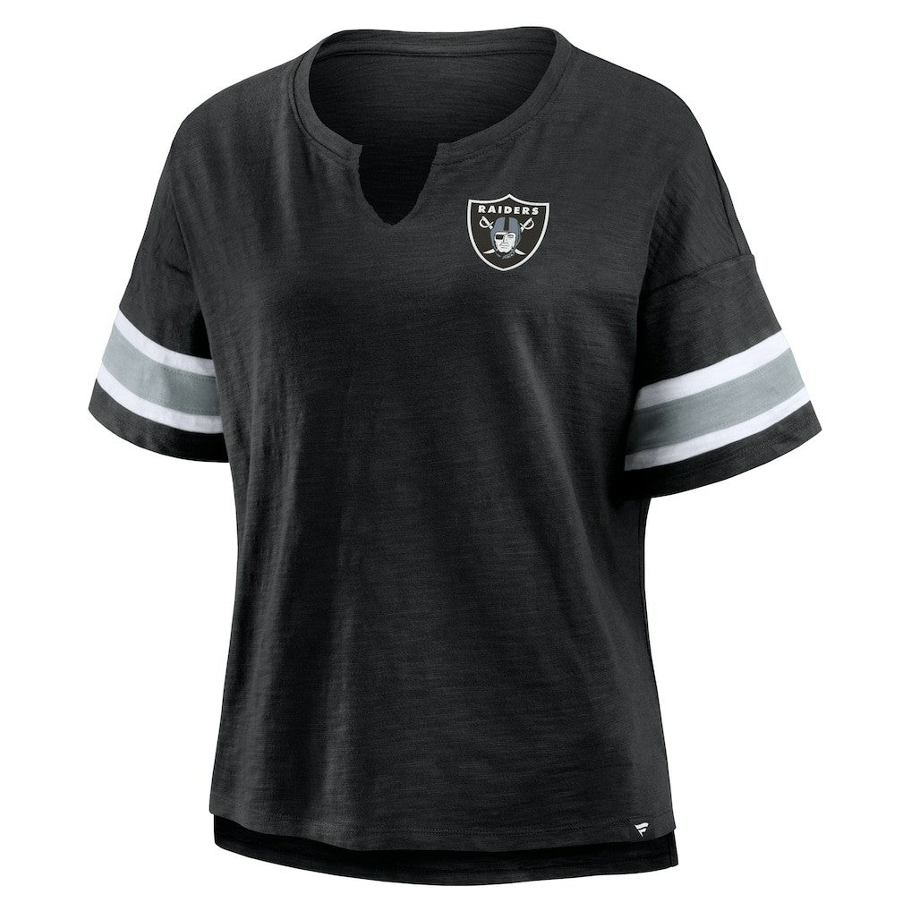 NFL Las Vegas Raiders Women's Plus Size Redzone Notch Neck T-Shirt