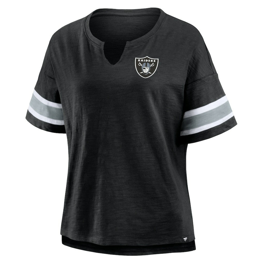 NFL Las Vegas Raiders Women's Plus Size Redzone Notch Neck T-Shirt