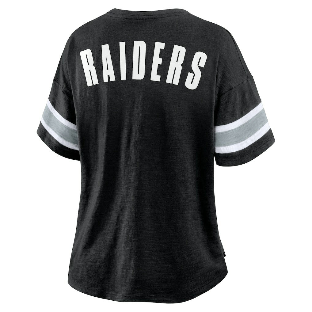 NFL Las Vegas Raiders Women's Plus Size Redzone Notch Neck T-Shirt