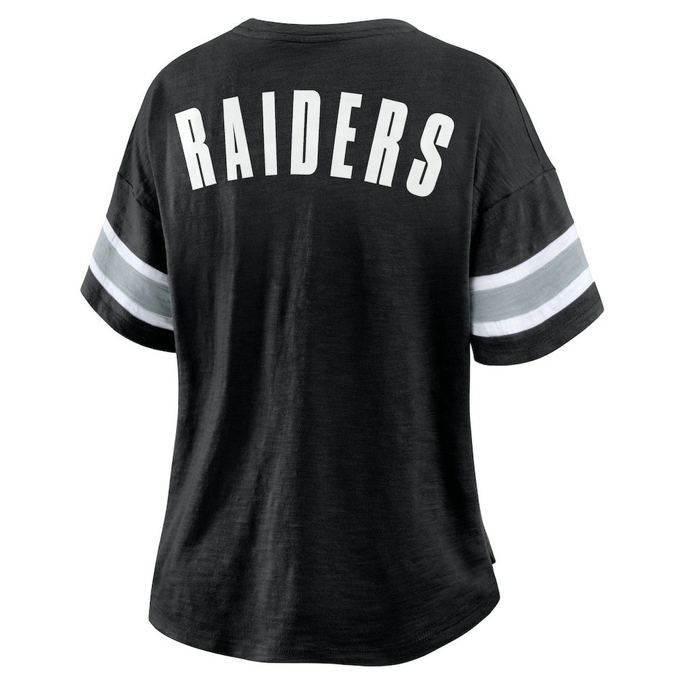 NFL Las Vegas Raiders Women's Plus Size Redzone Notch Neck T-Shirt