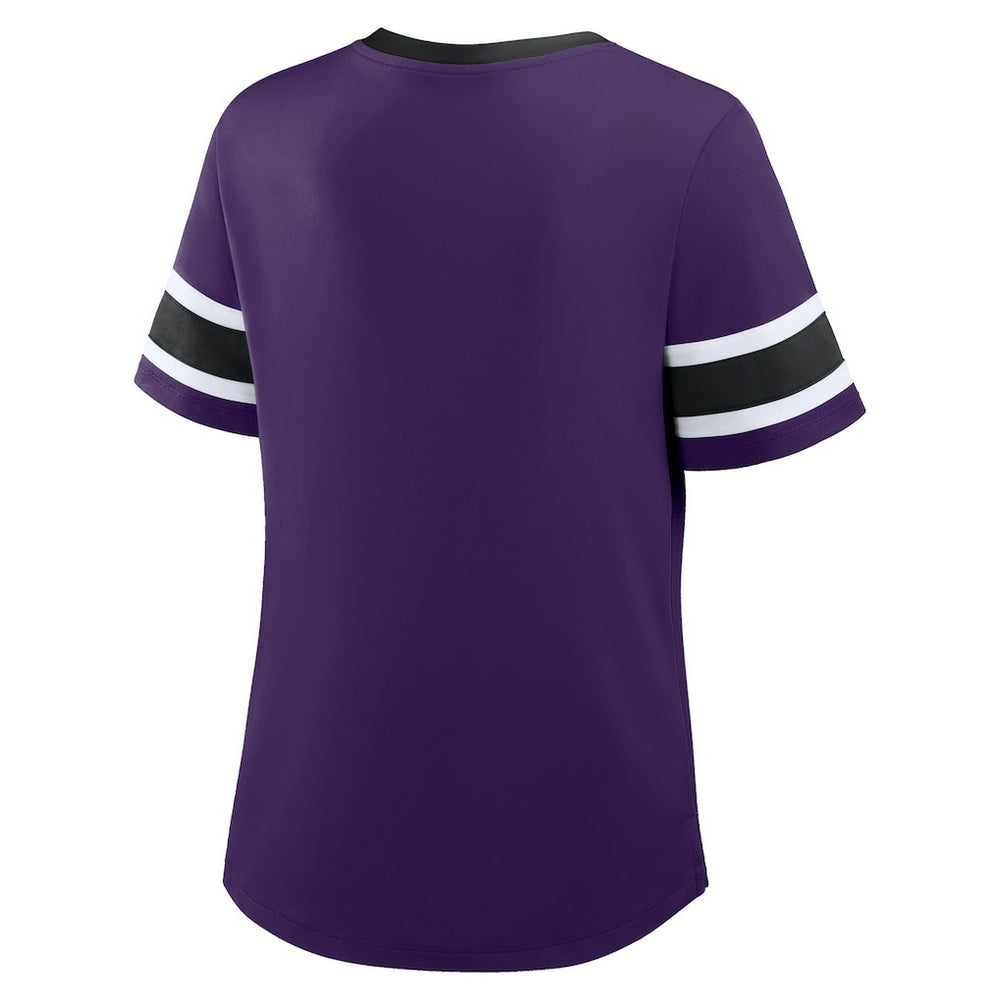 NFL Baltimore Ravens Women's Plus Size Red Zone Athena Lace-Up V-Notch Neck T-Shirt
