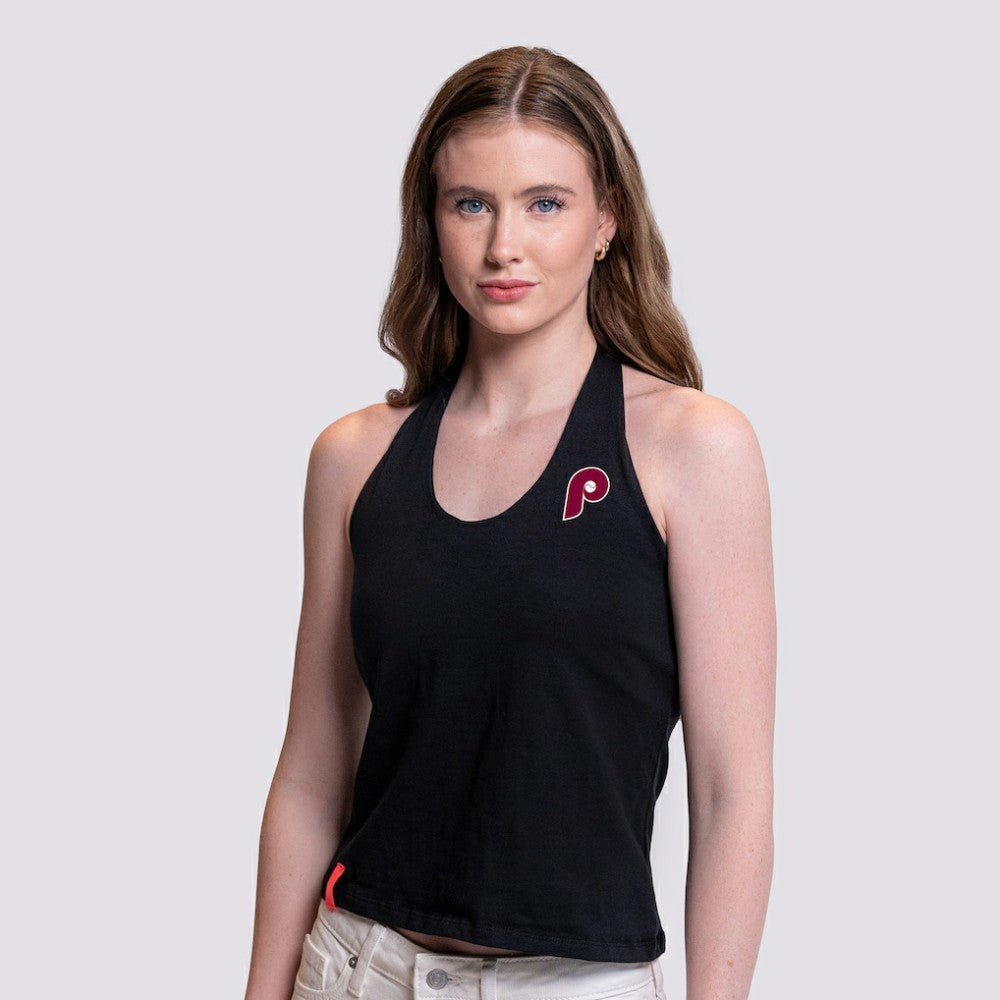 Philadelphia Phillies Lusso Women's Noelle V-Neck Tank Top - Black