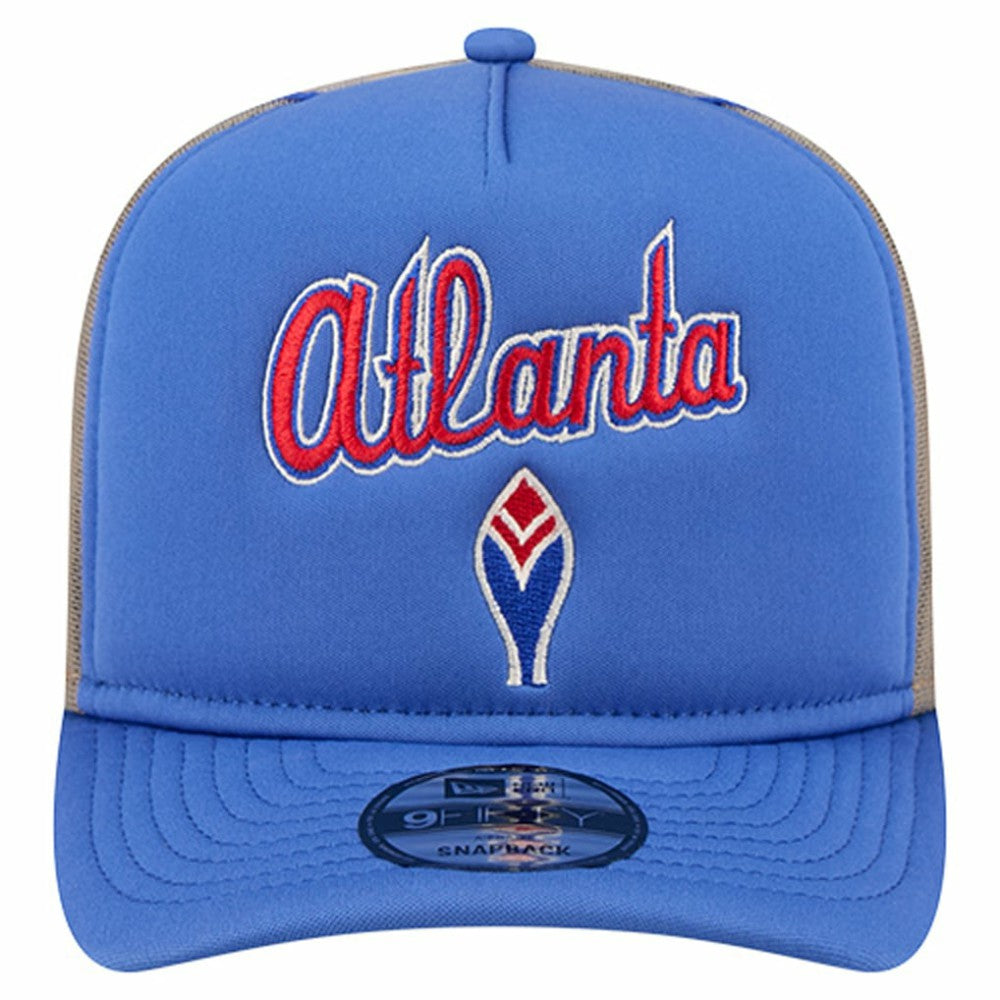 Atlanta Braves Vintage Arched Foam Front 9FIFTY A-Frame Adjustable Trucker Hat - Royal | New Era