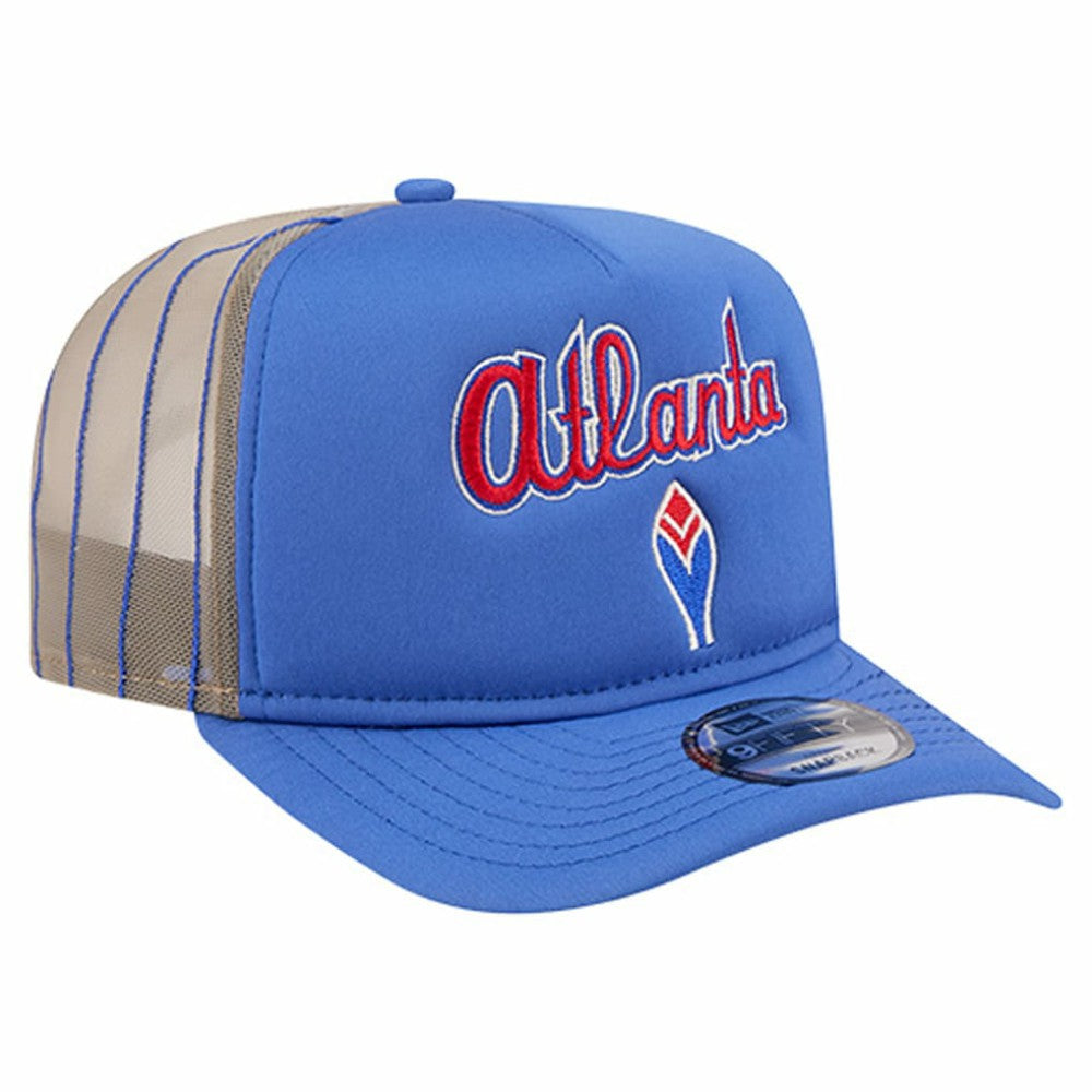Atlanta Braves Vintage Arched Foam Front 9FIFTY A-Frame Adjustable Trucker Hat - Royal | New Era