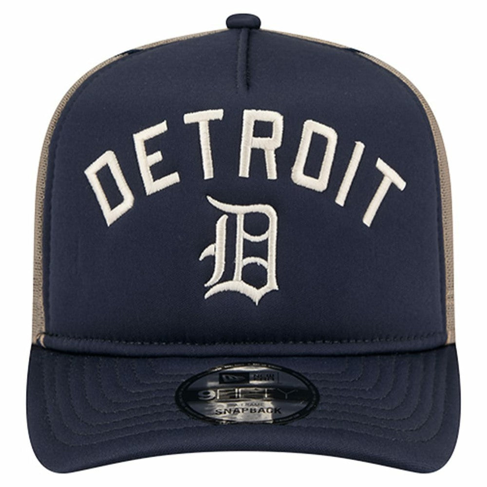 Detroit Tigers Vintage Arched Foam Front 9FIFTY A-Frame Adjustable Trucker Hat - Navy | New Era