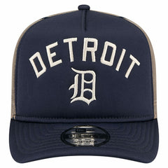 Detroit Tigers Vintage Arched Foam Front 9FIFTY A-Frame Adjustable Trucker Hat - Navy | New Era