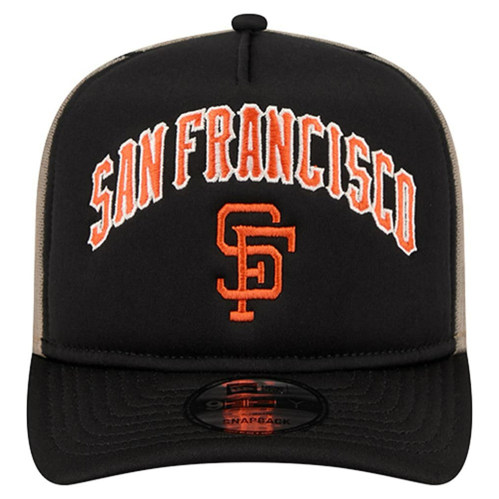San Francisco Giants Vintage Arched Foam Front 9FIFTY A-Frame Adjustable Trucker Hat - Black | New Era