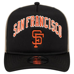 San Francisco Giants Vintage Arched Foam Front 9FIFTY A-Frame Adjustable Trucker Hat - Black | New Era