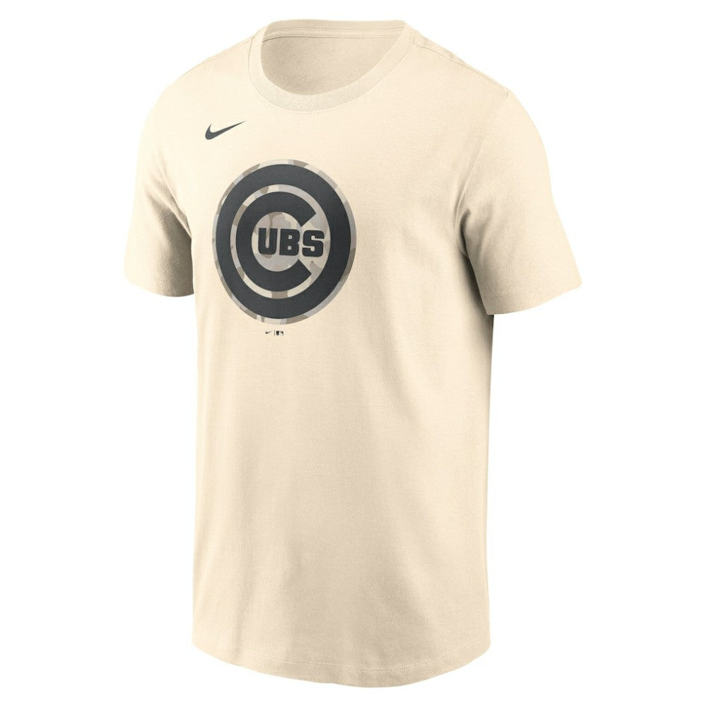 Chicago Cubs Camo Logo T-Shirt - Cream | Nike