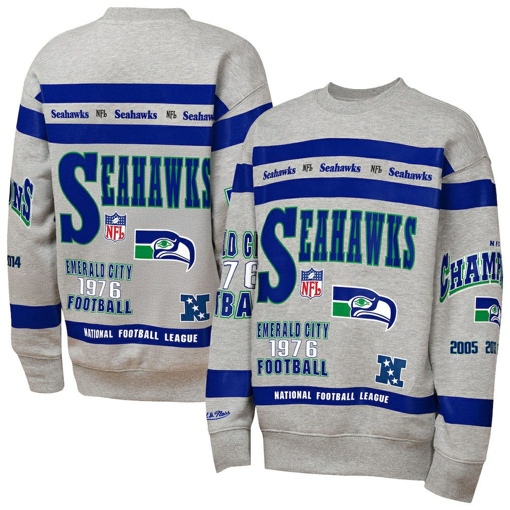 NFL Seattle Seahawks Youth Throwback All-Over Print Fleece Sweatshirt