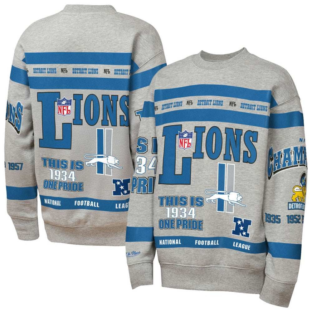 NFL Detroit Lions Youth Throwback All-Over Print Fleece Sweatshirt