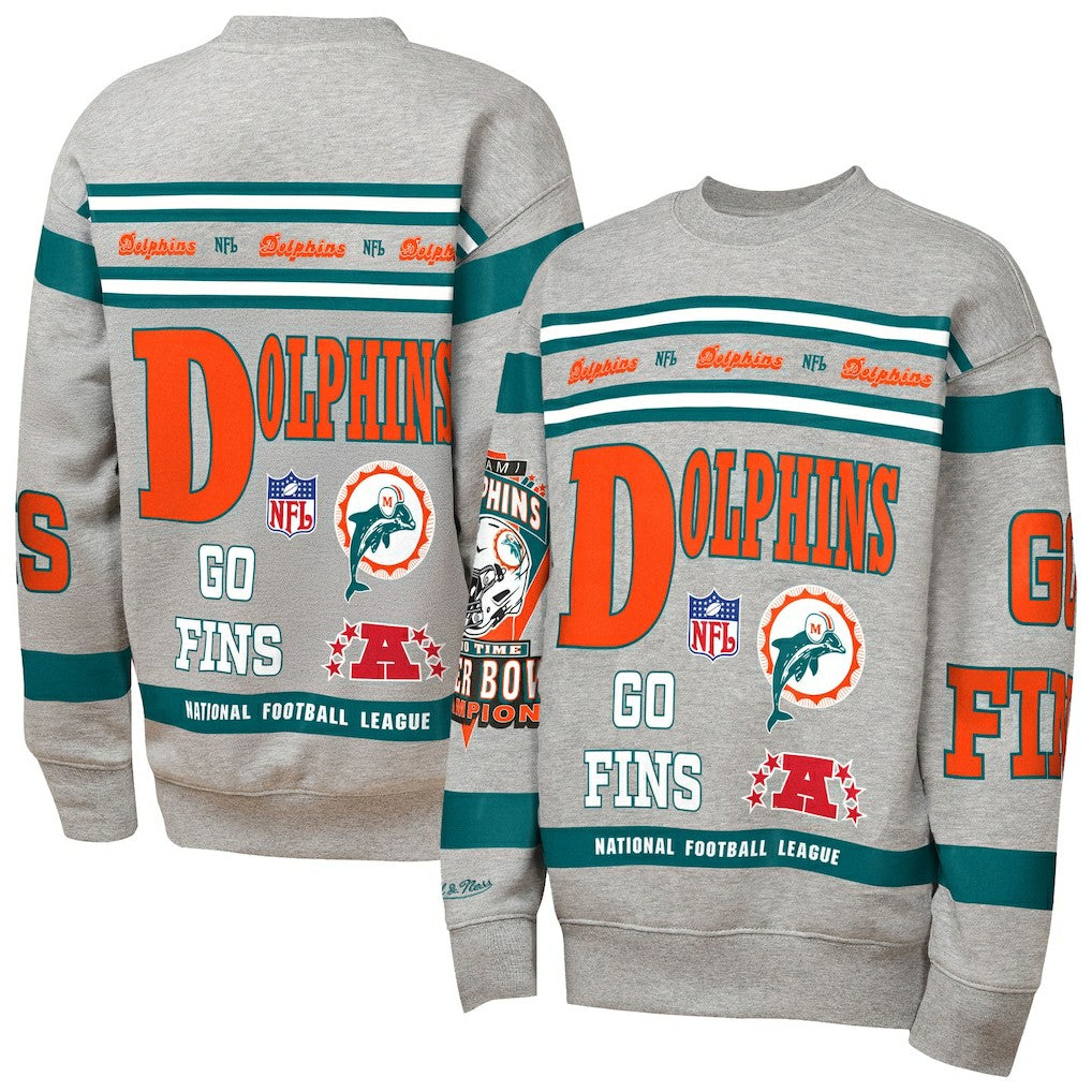 NFL Miami Dolphins Youth Throwback All-Over Print Fleece Sweatshirt
