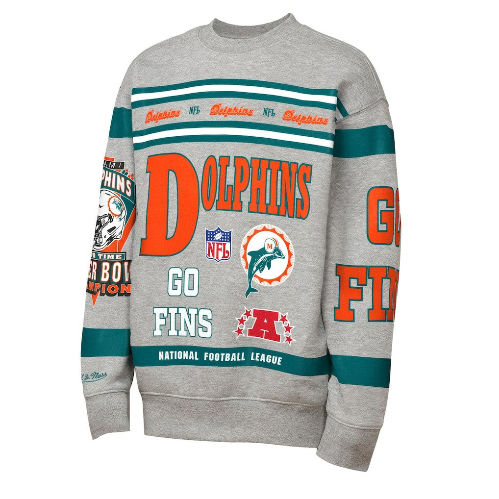 NFL Miami Dolphins Youth Throwback All-Over Print Fleece Sweatshirt