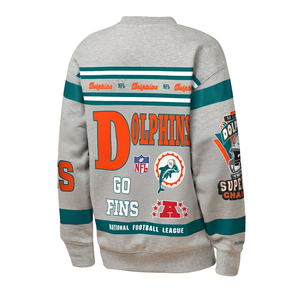 NFL Miami Dolphins Youth Throwback All-Over Print Fleece Sweatshirt