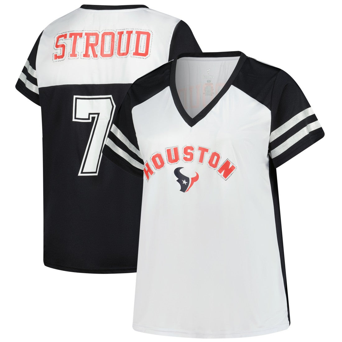 NFL Houston Texans C.J. Stroud  Women's Plus Size Bling V-Neck T-Shirt