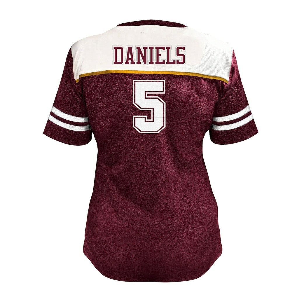 NFL Washington Commanders Jayden Daniels  Women's Plus Size Bling V-Neck T-Shirt