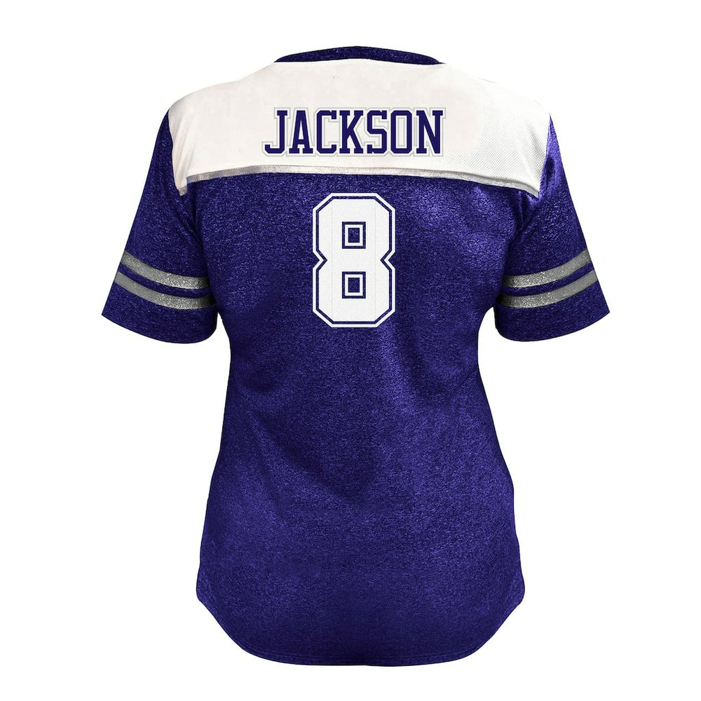 NFL Baltimore Ravens Lamar Jackson  Women's Plus Size Bling V-Neck T-Shirt