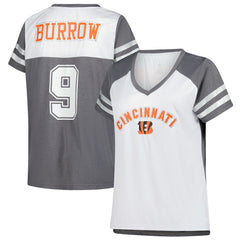 NFL Cincinnati Bengals Joe Burrow  Women's Plus Size Bling V-Neck T-Shirt
