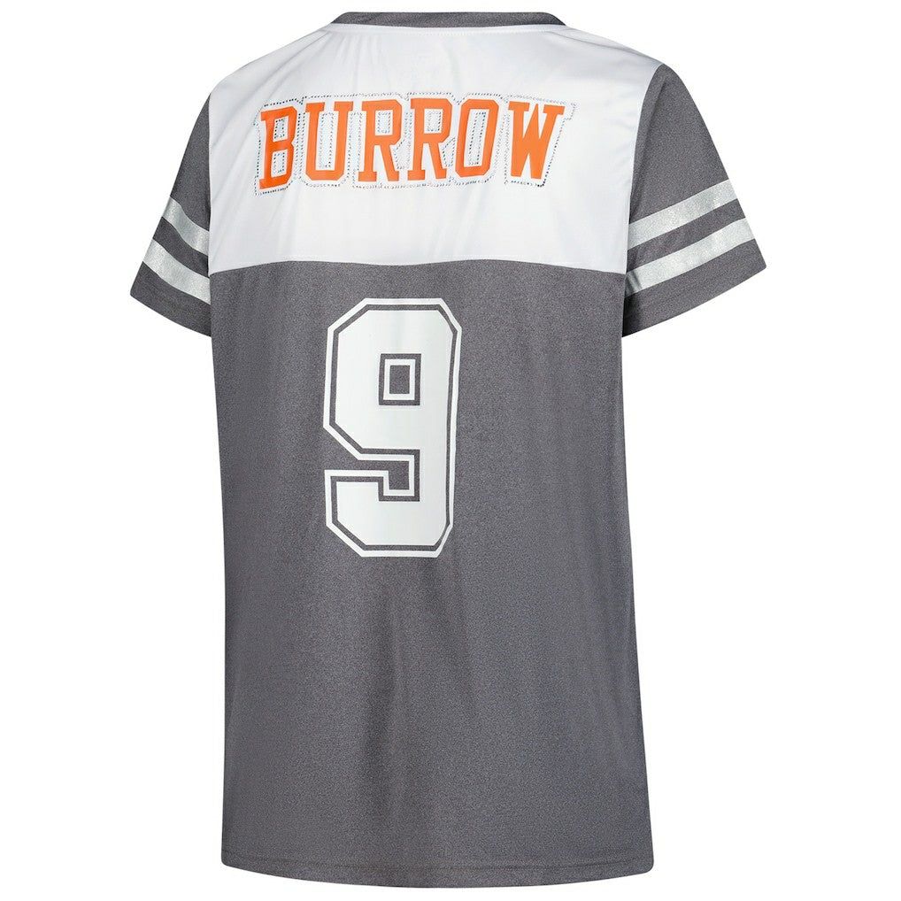NFL Cincinnati Bengals Joe Burrow  Women's Plus Size Bling V-Neck T-Shirt