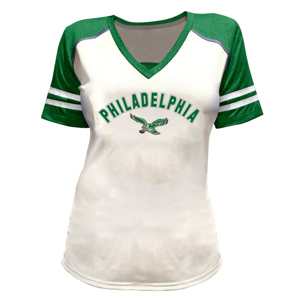 NFL Philadelphia Eagles Saquon Barkley  Women's Plus Size Bling V-Neck T-Shirt