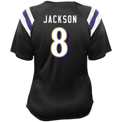 NFL Baltimore Ravens Lamar Jackson  Women's Plus Size Name & Number Raglan Lace V-Neck T-Shirt