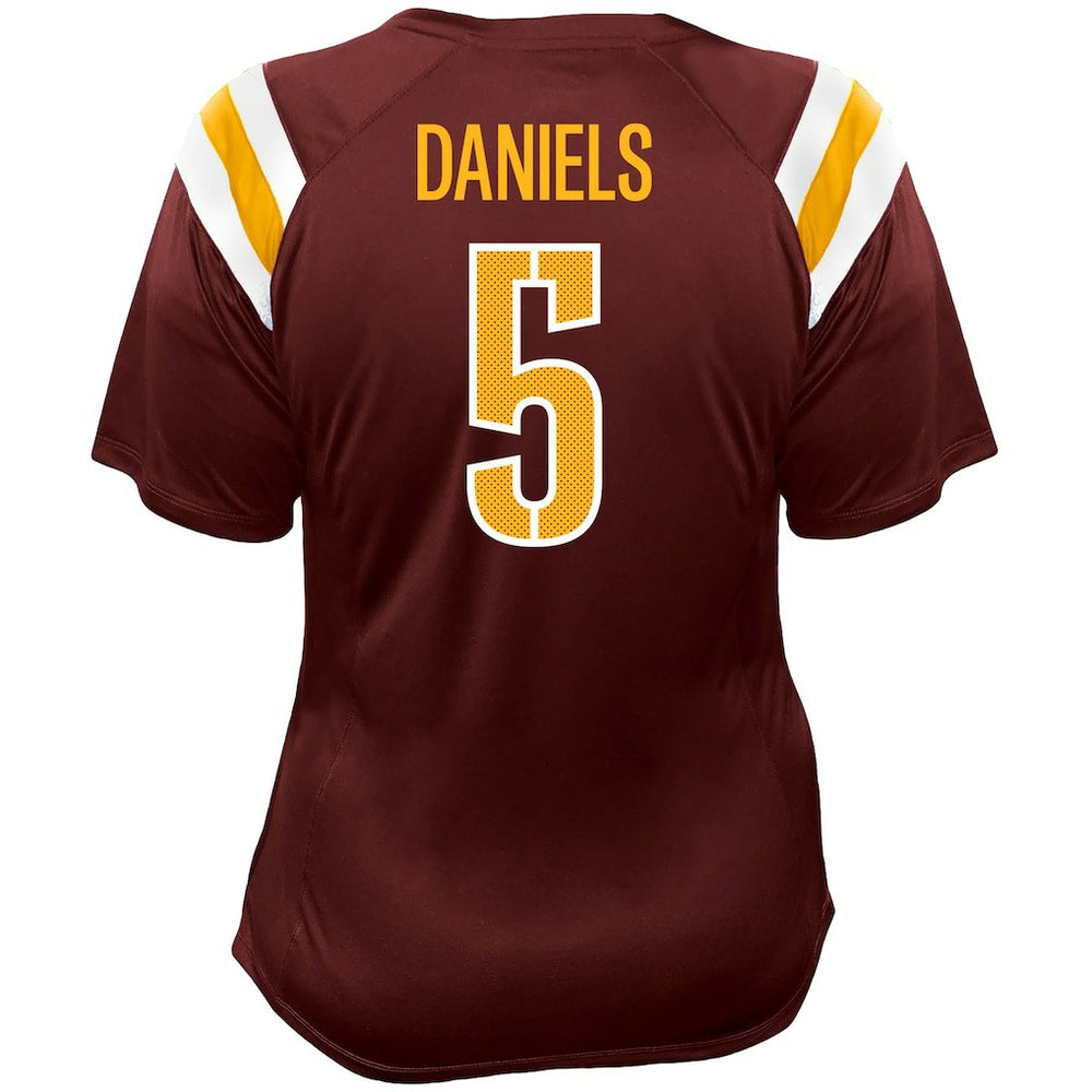NFL Washington Commanders Jayden Daniels  Women's Plus Size Name & Number Raglan Lace V-Neck T-Shirt