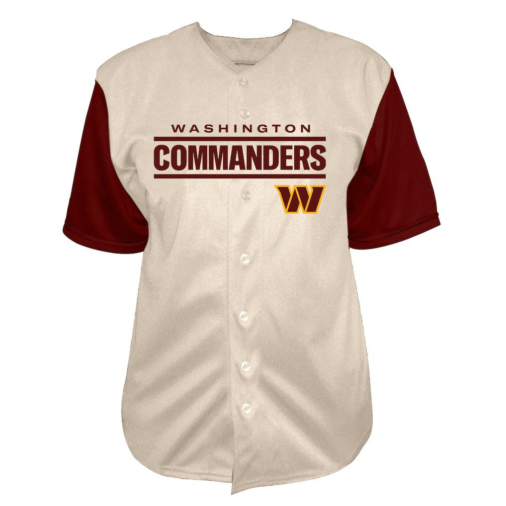 NFL Washington Commanders Jayden Daniels  Big & Tall Baseball Button-Up Shirt