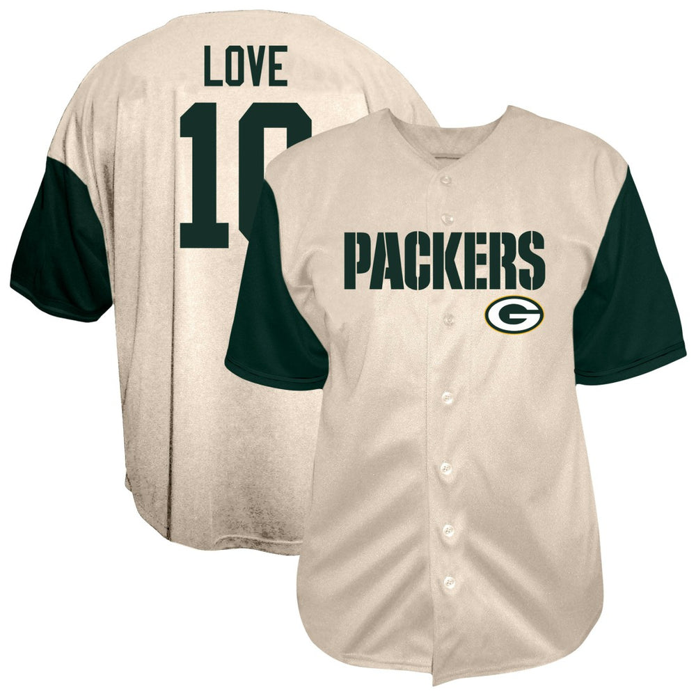 NFL Green Bay Packers Jordan Love  Big & Tall Baseball Button-Up Shirt